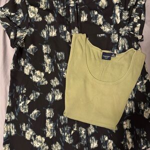 Simply Vera Vera Wang Black and White Blouse with Green Tank